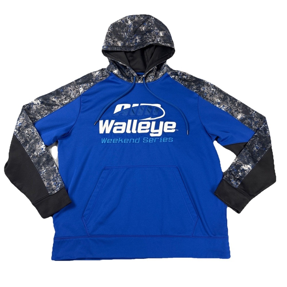 AIM Weekend Walleye Fishing Tournament Pullover Hoodie Sweatshirt - Blue - Large